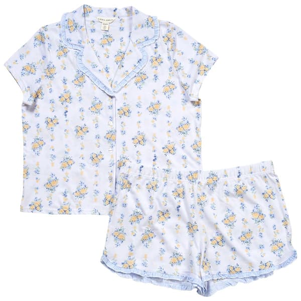 Womens Laura Ashley(R) Daisy Bouquet Boxer Pajamas Set