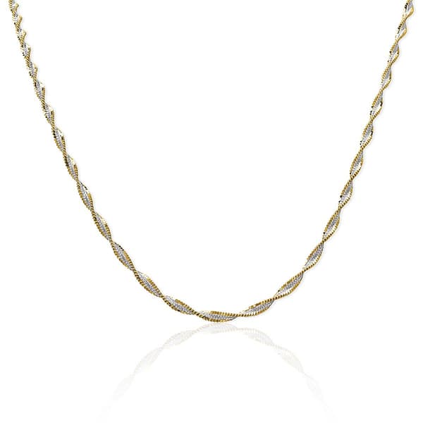 Gianni Argento 24in. Two-Tone Herringbone Chain Necklace - image 