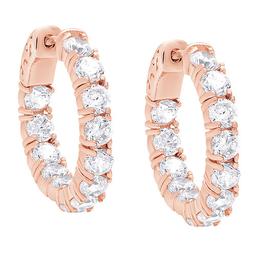Rose Plated & Cubic Zirconia Hoop Earrings