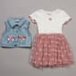Girls (4-6x) Little Lass® 2pc. Denim Vest & Bow Mesh Dress - image 3