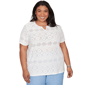 Plus Size Alfred Dunner Vintage Charm Geometric Eyelet Blouse - image 1