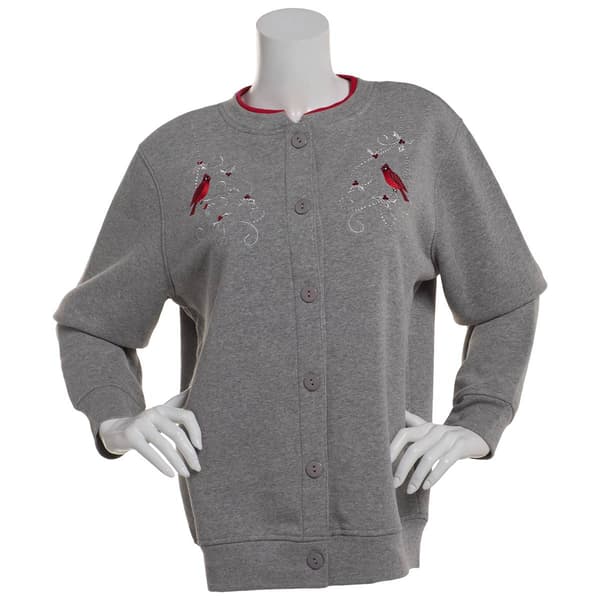 Plus Size Hasting & Smith Embroidered Cardinal Swirl Cardigan - image 