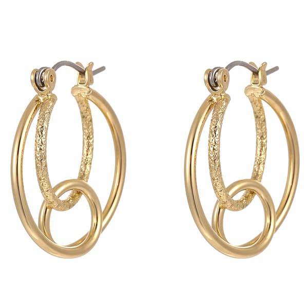 Design Collection Gold-Tone Double Wire Ring Hoop Earrings - image 