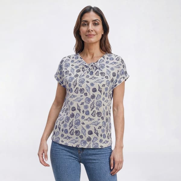 Womens Preswick & Moore(R) Short Sleeve Coastal Lace Up Blouse - image 