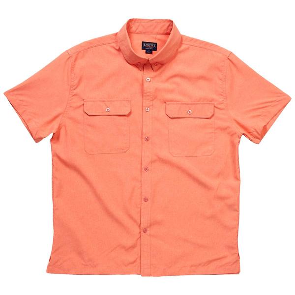 Mens Smith''s Solid Woven Short Sleeve Button Down Shirt - image 