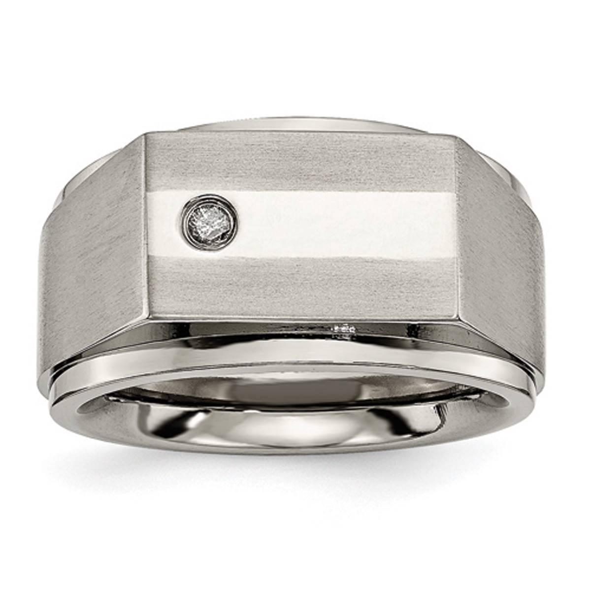Mens Endless Affection™ Titanium Satin & Polished Diamond...