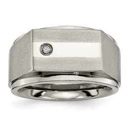 Mens Endless Affection&#40;tm&#41; Titanium Satin & Polished Diamond Band