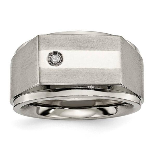 Mens Endless Affection&#40;tm&#41; Titanium Satin & Polished Diamond Band - image 