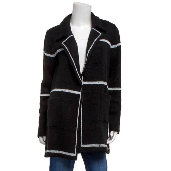 Petite By Design Long Sleeve Notched Stripe Cardigan