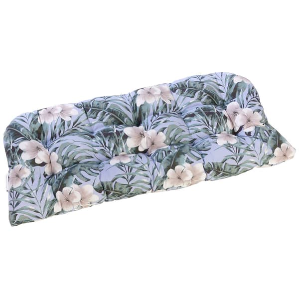 Jordan Manufacturing Floral Wicker Settee Cushion - Pale Blue - image 