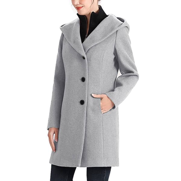 Womens BGSD Wool Asymmetrical Hooded Walker Coat - image 