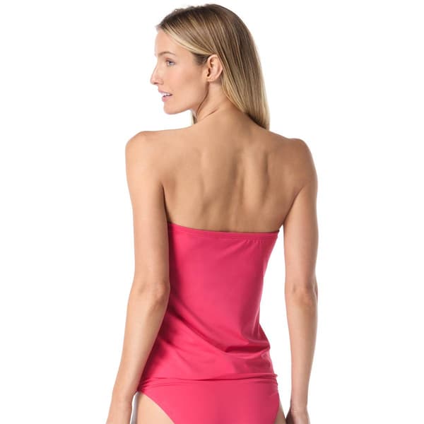 Womens Vince Camuto Solid Draped Bandeau Tankini Swim Top