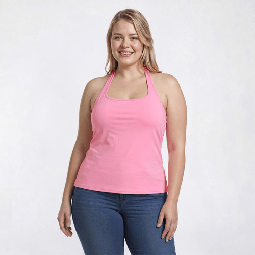 Juniors Plus Eye Candy Halter Top With Shelf Bra - image 