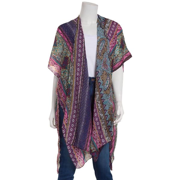 Womens Adrienne Vittadini 2pc. Stoned Kimono & Hat Set