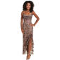 Juniors Madden Girl Mesh Cowl Neck High Low Maxi Dress- Taupe - image 1