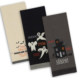 DII(R) Halloween Embroidered Kitchen Towels &amp; Table Runner Set Of 3