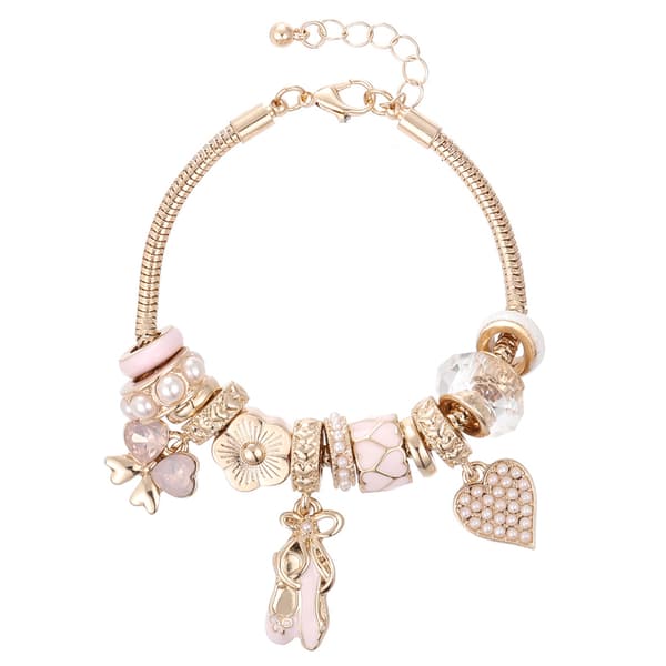 Beautiful Blessings Shoes/Bows/Hearts/Pearl Charm Bracelet - image 
