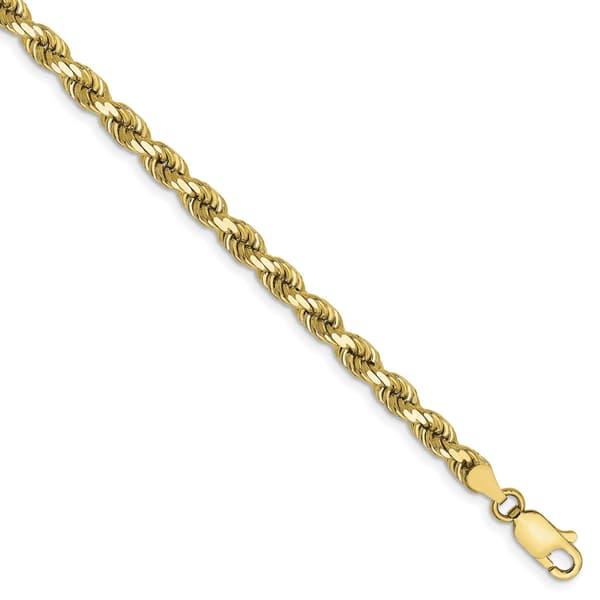 Mens Gold Classics™ 10kt. 4mm 9in. Semi-Solid Rope Chain Bracelet