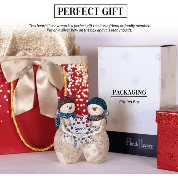 Pavilion Birch Hearts 4.5in. Snow Couple Holding a Snowflake