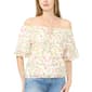 Womens Cece Smocked Neck Tie Front Flower Blouse - image 1