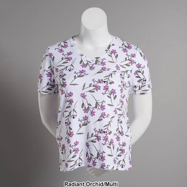 Plus Size Hasting & Smith Short Sleeve Viney Floral V-Neck Top