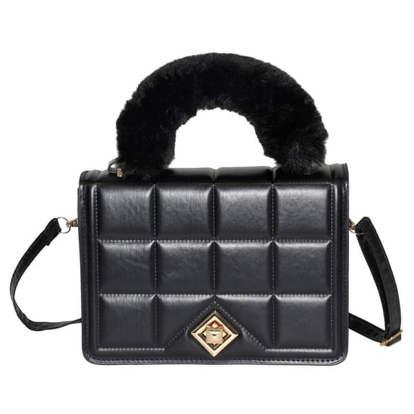 NICCI Crossbody Handbag with Faux Fur Handle - image 