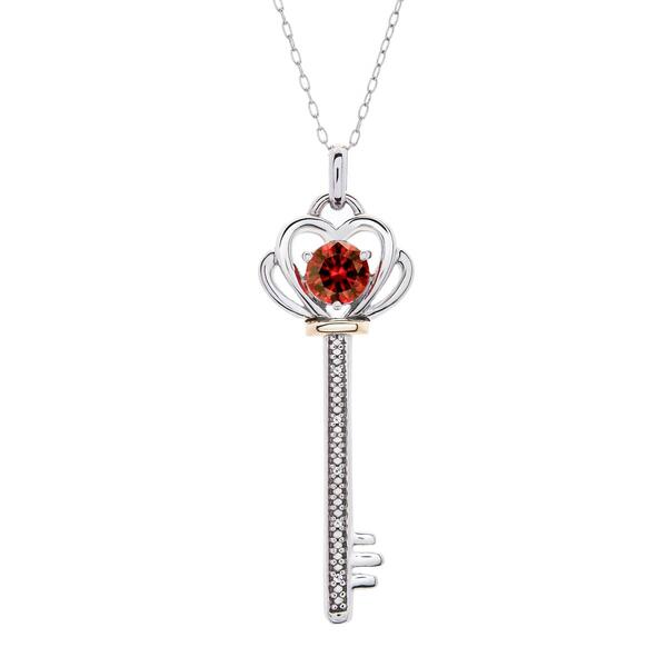Gemstone Classics&#40;tm&#41; Garnet Key Pendant Necklace - image 