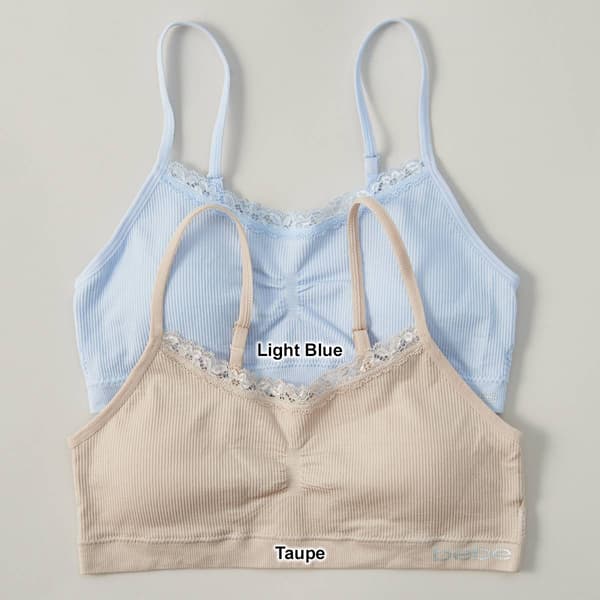 Girls Bebe 2pk. Ribbed Seamless Bras w/Lace Trim