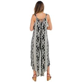 Womens Absolutely Famous Floral Cage Back Challis Jumpsuit