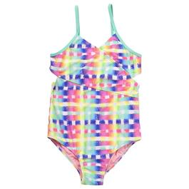 Girls &#40;7-16&#41; Limited Too Tie Dye Gingham One Piece Swimsuit