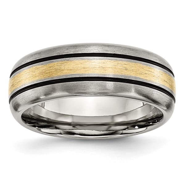 Mens Endless Affection&#40;tm&#41; Antiqued Two-Tone 8mm Wedding Band - image 