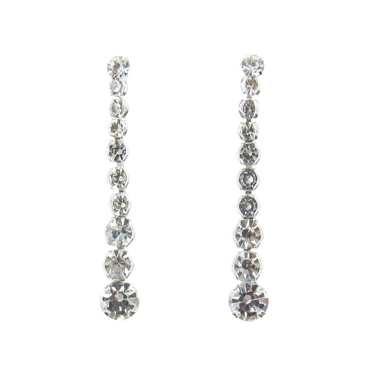 Rosa Rhinestones Descending Stones Drop Earrings