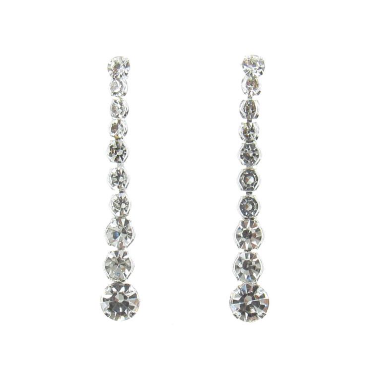 Rosa Rhinestones Descending Stones Drop Earrings