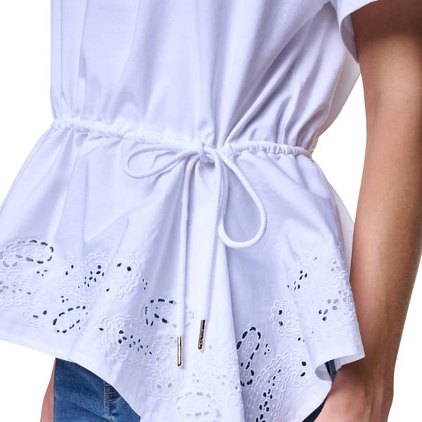 Womens Nautica Short Sleeve Mixed Media Eyelet Blouse