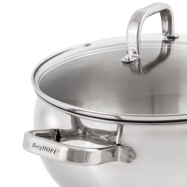 BergHOFF Belly Shape 18/10 Stainless Steel Stockpot w/ Glass Lid