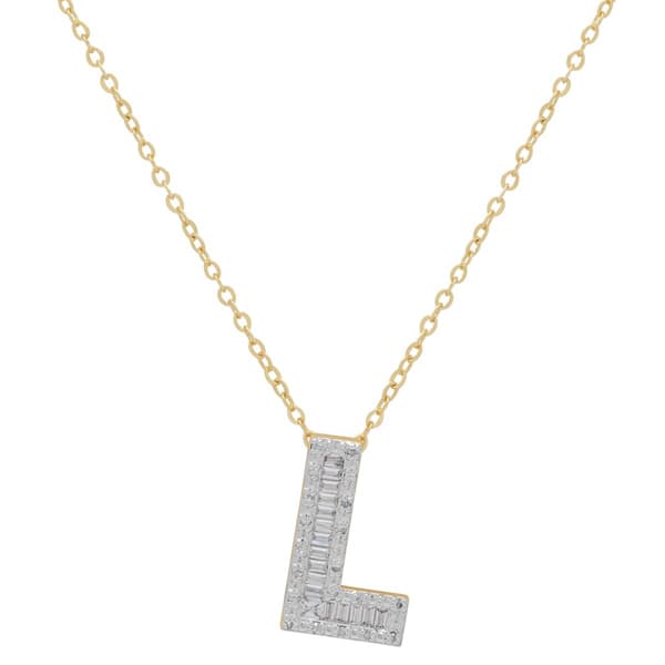 Gianni Argento 14kt. Gold 1/10ctw. Diamond Initial L Pendant - image 