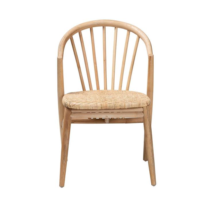 Baxton Studio Kobe Natural Brown Wood & Rattan Dining Chair