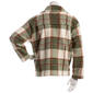 Juniors Pink Rose Plaid Sherpa Zip Front Jacket- Olive - image 3