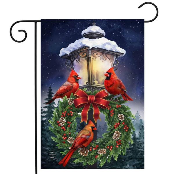 Briarwood Lane Cardinal Lantern Wreath Garden Flag - image 