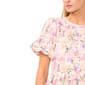 Womens Cece Short Puff Sleeve Floral Garden Peplum Blouse - image 4