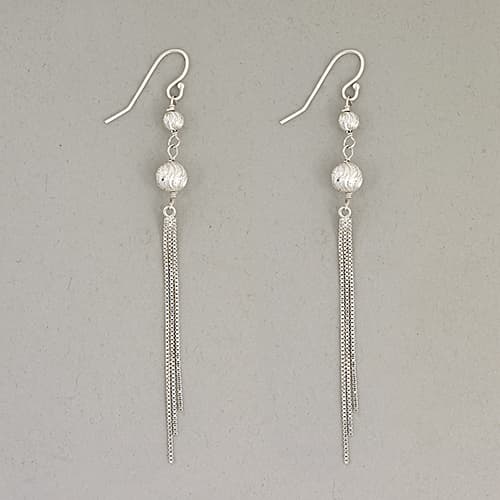 Marsala 3 Strand Sterling Silver Chain Earrings - image 