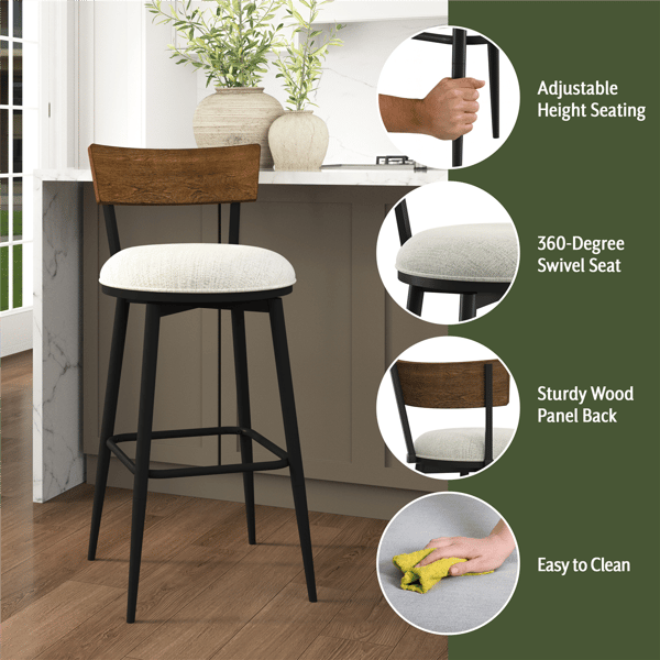 HH2 Home Southbridge Metal Swivel Adjustable Height Stool
