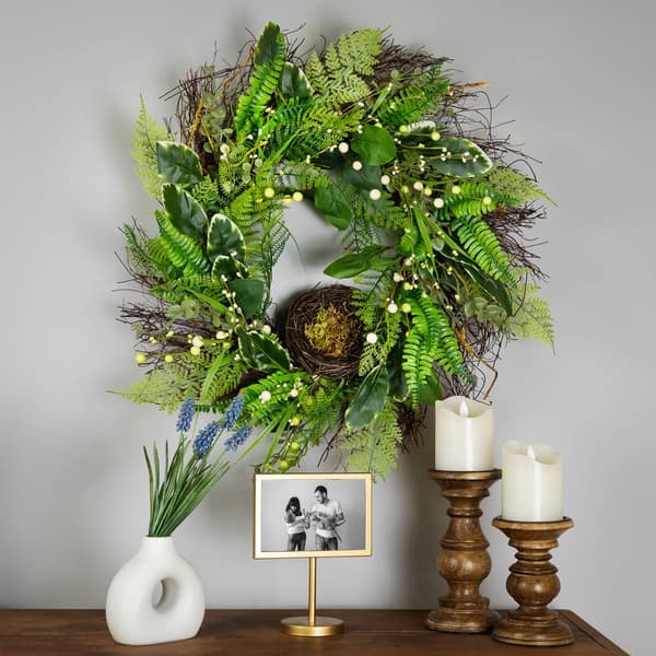 Northlight Seasonal Artificial Foliage Spring Wreath w/ Nest