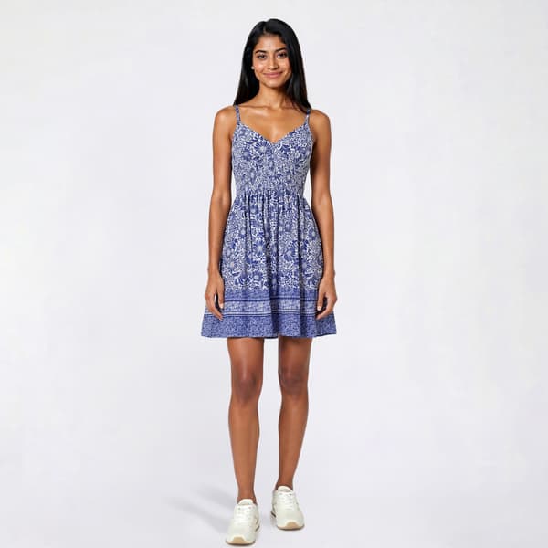 Juniors Madden Girl Yum Smock Border Print Pad Cup Skater Dress