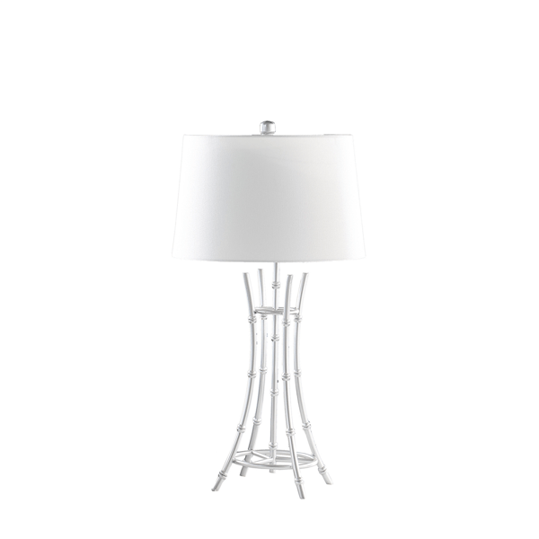 HomeRoots 29in. Silver Bamboo Design Table Lamp with Drum Shade - image 