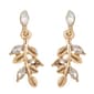 Roman Gold-Tone Clear Glass Marquise Drop Flower Earrings - image 1