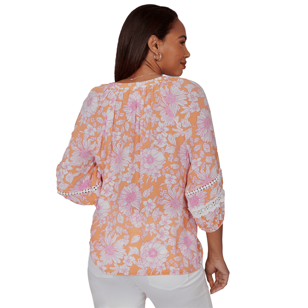 Womens Ruby Rd. Hothouse Florals 3/4 Sleeve Floral Button Blouse