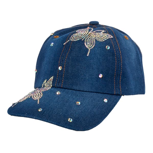 Womens Madd Hatter Bling Butterfly Baseball Cap - image 