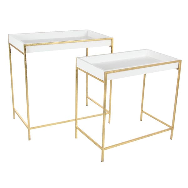 9th & Pike(R) Gold Metal Contemporary Console Table - Set of 2 - image 