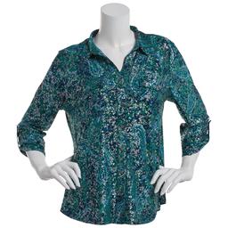 Womens Emily Daniels 3/4 Sleeve Foil Paisley Print Blouse